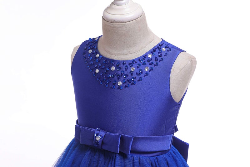 Glamulice Blue Little Girls Dresses Christmas Ruffles Tulle Vintage Bridesmaid Birthday Party Gown Pageant Flower Girl Dress for Wedding Princess Dance Formal Ball Gown Deep Blue Holiday 5 6 - Image 4